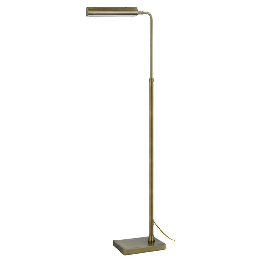Kime 44-58 Inch Floor Lamp, Adjustable Height, LED, Antique Brass Finish By Casagear Home