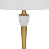 31 Inch Table Lamp with White Drum Shade Clear Crystal Base Brass Finish By Casagear Home BM313621