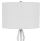 32 Inch Table Lamp with White Drum Shade Marble Base Brushed Steel By Casagear Home BM313622