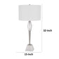 32 Inch Table Lamp with White Drum Shade Marble Base Brushed Steel By Casagear Home BM313622