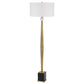 62 Inch Floor Lamp with White Drum Shade Marble Base Crystal Brass By Casagear Home BM313623