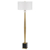 62 Inch Floor Lamp with White Drum Shade Marble Base Crystal Brass By Casagear Home BM313623