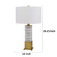 28 Inch Table Lamp White Drum Hardback Marble and Antique Brass Finish By Casagear Home BM313624