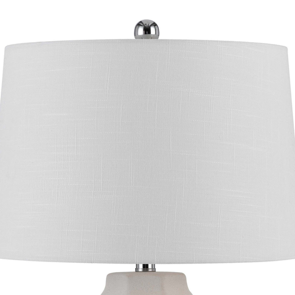 Niu 30 Inch Table Lamp Set of 2 Drum Shade Sandy White Ceramic Prism Base By Casagear Home BM313625