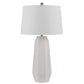 Niu 30 Inch Table Lamp Set of 2 Drum Shade Sandy White Ceramic Prism Base By Casagear Home BM313625