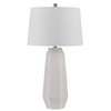 Niu 30 Inch Table Lamp Set of 2 Drum Shade Sandy White Ceramic Prism Base By Casagear Home BM313625