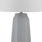 Niu 30 Inch Table Lamp Set of 2 Drum Shade Stone Gray Ceramic Prism Base By Casagear Home BM313626