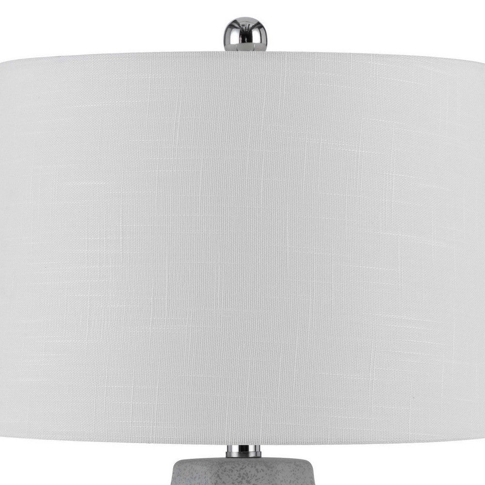 Niu 30 Inch Table Lamp Set of 2 Drum Shade Stone Gray Ceramic Prism Base By Casagear Home BM313626