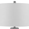 Niu 30 Inch Table Lamp Set of 2 Drum Shade Stone Gray Ceramic Prism Base By Casagear Home BM313626