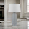 Niu 30 Inch Table Lamp Set of 2, Drum Shade, Stone Gray Ceramic Prism Base By Casagear Home