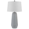 Niu 30 Inch Table Lamp Set of 2 Drum Shade Stone Gray Ceramic Prism Base By Casagear Home BM313626