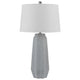 Niu 30 Inch Table Lamp Set of 2 Drum Shade Stone Gray Ceramic Prism Base By Casagear Home BM313626