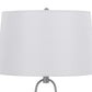 29 Inch Table Lamp LED Lit White Drum Hardback Silver Metal and Glass By Casagear Home BM313627