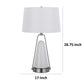 29 Inch Table Lamp LED Lit White Drum Hardback Silver Metal and Glass By Casagear Home BM313627