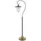 Lem 65 Inch Floor Lamp, Classic Lantern, Glass Shade, Bronze Metal Finish By Casagear Home
