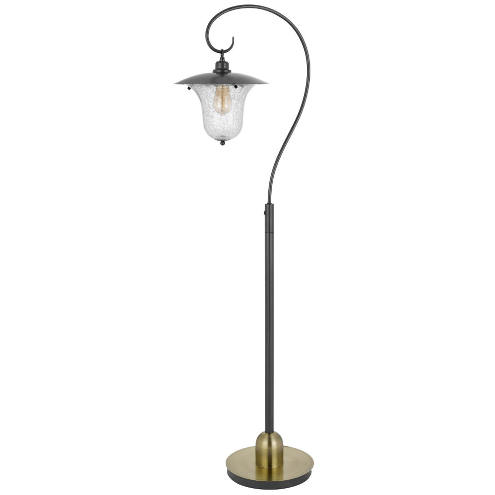 Lem 65 Inch Floor Lamp, Classic Lantern, Glass Shade, Bronze Metal Finish By Casagear Home