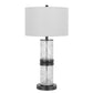 Hem 31 Inch Table Lamp with Drum Hardback LED Leafy Glass Gray Metal By Casagear Home BM313631