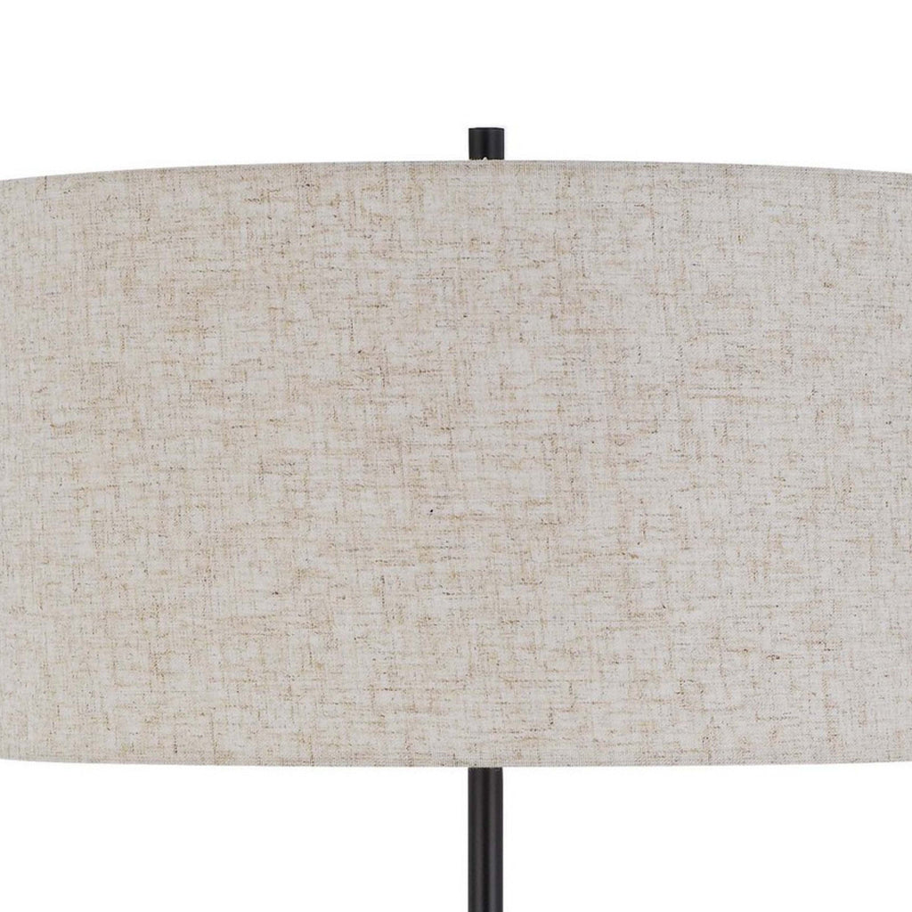 Sie 59 Inch Floor Lamp White Linen Shade Round Base Black Metal Pole By Casagear Home BM313632