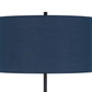 Sie 59 Inch Floor Lamp Navy Blue Linen Shade Round Base Black Metal Pole By Casagear Home BM313633