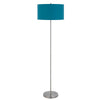 Sie 59 Inch Floor Lamp, Aqua Blue Linen Shade, Round Base, Silver Metal By Casagear Home