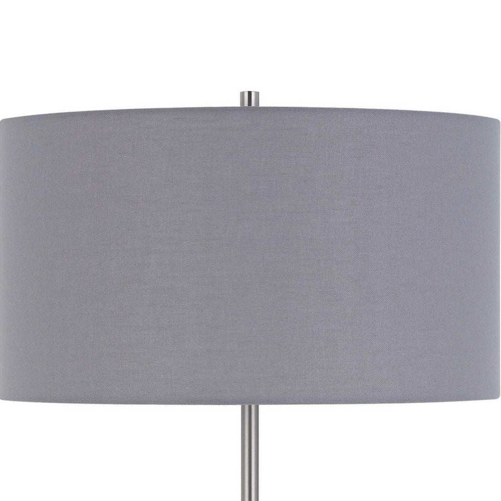 Sie 59 Inch Floor Lamp Gray Linen Shade Round Base Silver Metal Pole By Casagear Home BM313635