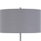 Sie 59 Inch Floor Lamp, Gray Linen Shade, Round Base, Silver Metal Pole By Casagear Home