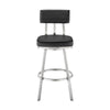 Poni 26 Inch Swivel Counter Stool Chair, Cushioned Seat, Black Faux Leather By Casagear Home