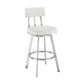 Poni 26 Inch Swivel Counter Stool Chair, Cushioned Seat, White Faux Leather By Casagear Home