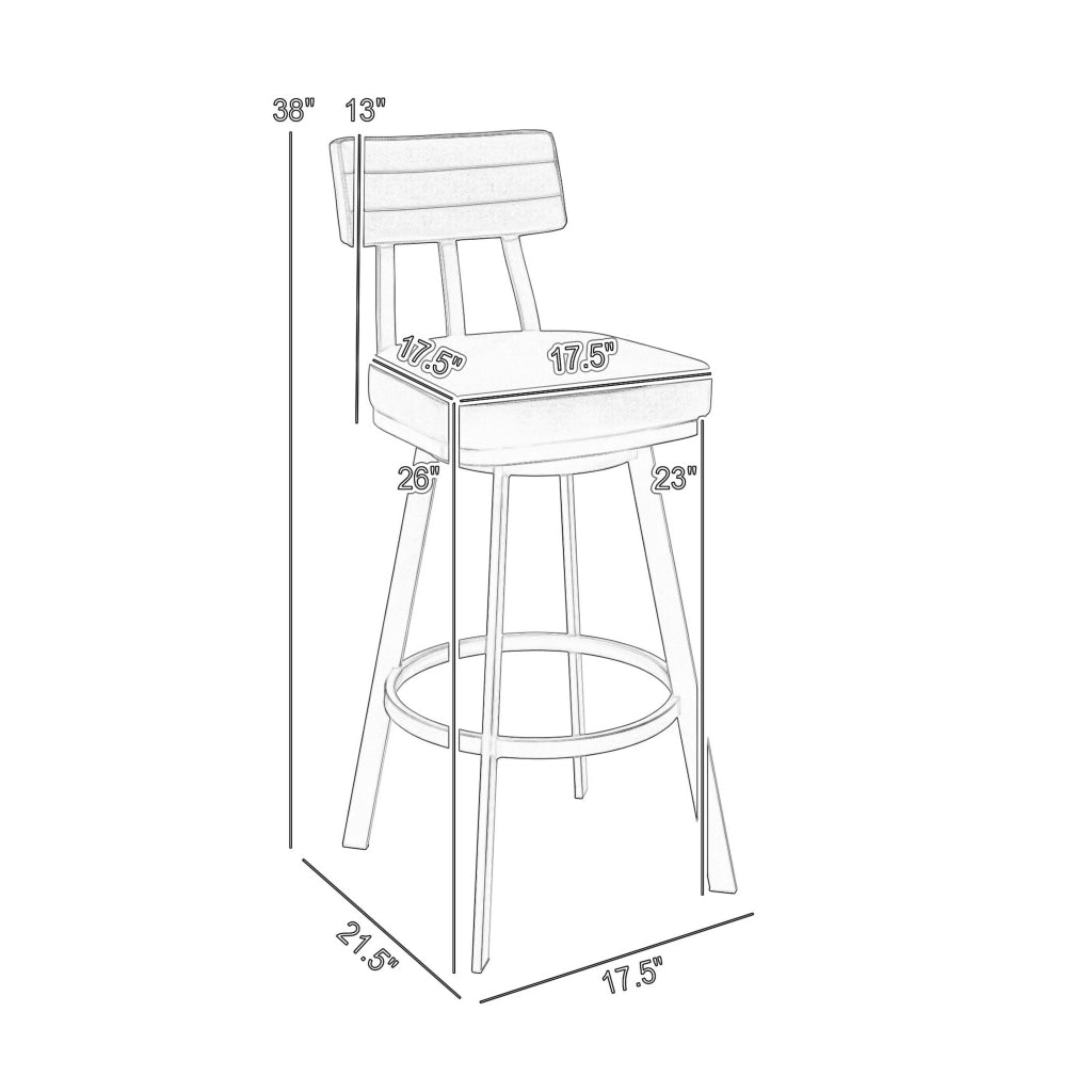 Poni 26 Inch Swivel Counter Stool Chair Cushioned Seat White Faux Leather By Casagear Home BM313638