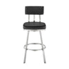 Poni 30 Inch Swivel Barstool Chair Cushioned Seating Black Faux Leather By Casagear Home BM313639
