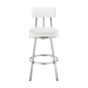 Poni 30 Inch Swivel Barstool Chair Cushioned Seating White Faux Leather By Casagear Home BM313641