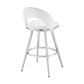 Visy 26 Inch Swivel Counter Stool Chair Round Back White Faux Leather By Casagear Home BM313644