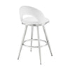 Visy 26 Inch Swivel Counter Stool Chair Round Back White Faux Leather By Casagear Home BM313644