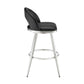 Visy 30 Inch Swivel Barstool Chair Round Open Back Black Faux Leather By Casagear Home BM313645