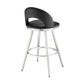 Visy 30 Inch Swivel Barstool Chair Round Open Back Black Faux Leather By Casagear Home BM313645