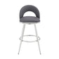 Visy 30 Inch Swivel Barstool Chair Round Open Back Gray Faux Leather By Casagear Home BM313646