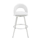 Visy 30 Inch Swivel Barstool Chair Round Open Back White Faux Leather By Casagear Home BM313647