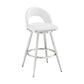 Visy 30 Inch Swivel Barstool Chair Round Open Back White Faux Leather By Casagear Home BM313647