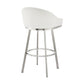 Dalza 30 Inch Swivel Barstool Chair Open Back Soft White Faux Leather By Casagear Home BM313648