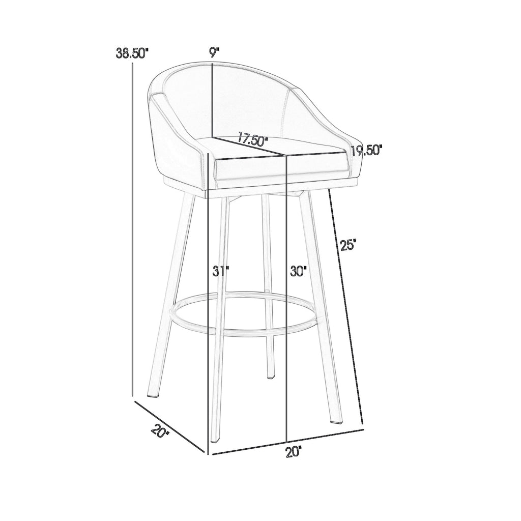 Dalza 30 Inch Swivel Barstool Chair Open Back Soft White Faux Leather By Casagear Home BM313648