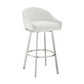 Dalza 30 Inch Swivel Barstool Chair Open Back Soft White Faux Leather By Casagear Home BM313648