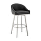Dalza 30 Inch Swivel Barstool Chair, Open Back, Soft Black Faux Leather By Casagear Home