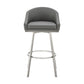 Dalza 30 Inch Swivel Barstool Chair Cushioned Open Back Gray Faux Leather By Casagear Home BM313650