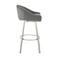 Dalza 30 Inch Swivel Barstool Chair Cushioned Open Back Gray Faux Leather By Casagear Home BM313650