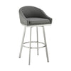 Dalza 30 Inch Swivel Barstool Chair Cushioned Open Back Gray Faux Leather By Casagear Home BM313650