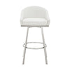 Dalza 26 Inch Swivel Counter Stool Chair Cushioned White Faux Leather By Casagear Home BM313651