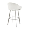 Dalza 26 Inch Swivel Counter Stool Chair Cushioned White Faux Leather By Casagear Home BM313651