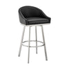 Dalza 26 Inch Swivel Counter Stool Chair, Cushioned, Black Faux Leather By Casagear Home