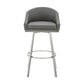 Dalza 26 Inch Swivel Counter Stool Chair, Cushioned Back, Gray Faux Leather By Casagear Home