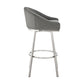 Dalza 26 Inch Swivel Counter Stool Chair, Cushioned Back, Gray Faux Leather By Casagear Home